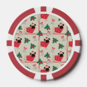 パグのクリスマス ポーカーチップ (正面)