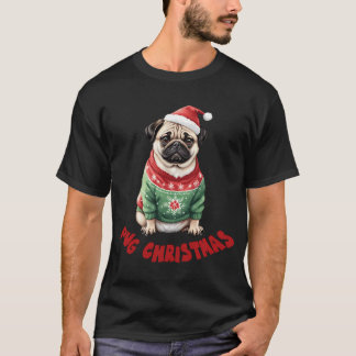 パグのクリスマス Tシャツ