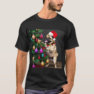 パグのクリスマス Tシャツ