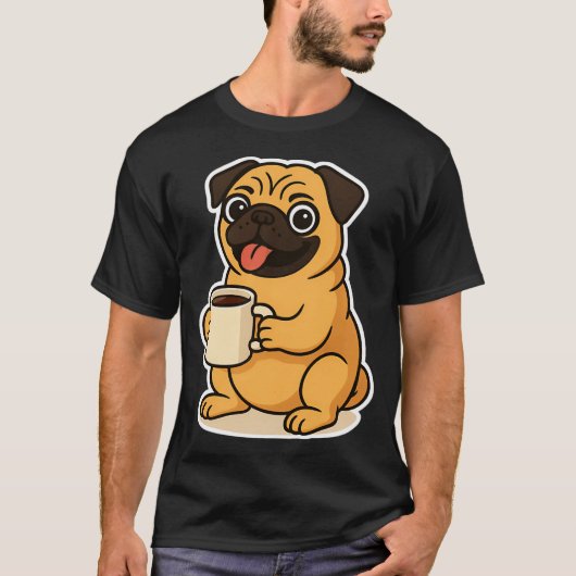 パグのコーヒー Tシャツ (正面)