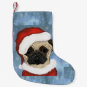 パグのサンタ スモールクリスマスストッキング (正面)