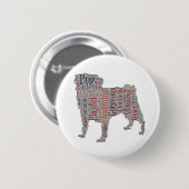 パグのシルエットのカラフルな単語ボタン 缶バッジ (正面&裏面)