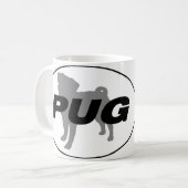 パグのシルエットのマグ コーヒーマグカップ (正面左)