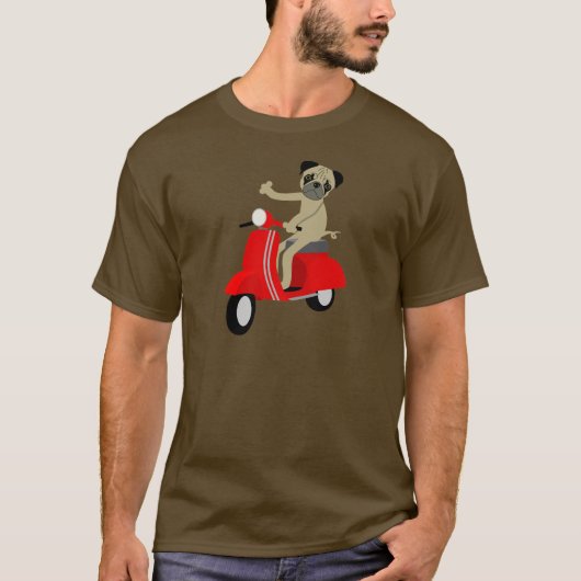 パグのスズメバチのスクーター Tシャツ (正面)