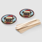 パグのステンドグラスのクリスマス ハンドファン (組立なし)