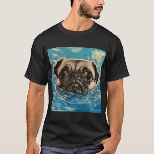 パグのティーパップと茶葉 Tシャツ (正面)