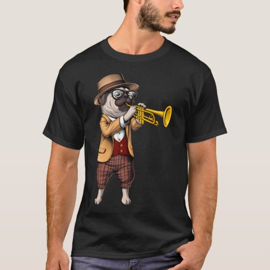 パグのトランペット奏者 Tシャツ (正面)