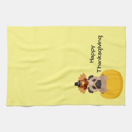 パグのトルコの感謝祭 キッチンタオル