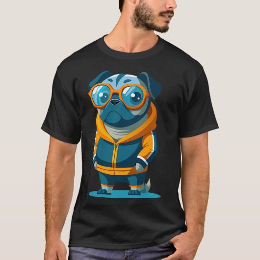 パグのトレーナー姿 Tシャツ (正面)