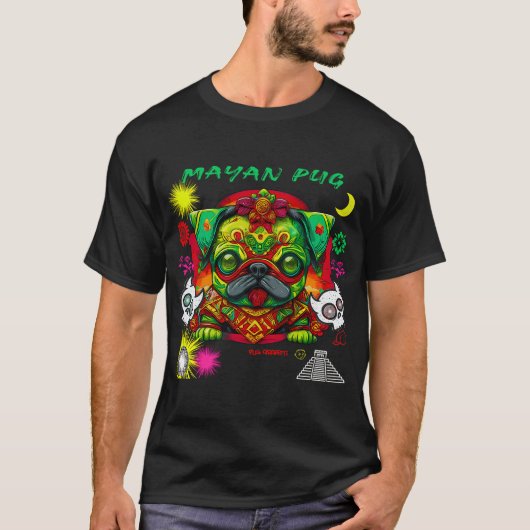 パグのドクロ キャンディ 6 Tシャツ (正面)