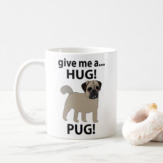 パグのハグ Funny Pug コーヒーマグカップ (ドーナツ)