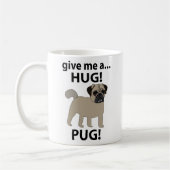 パグのハグ Funny Pug コーヒーマグカップ (左)