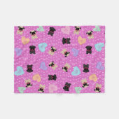 パグのバレンタインキャンデーのハート フリースブランケット (正面(横))