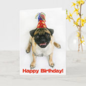 パグのバースデー・カード カード (黄色い花)