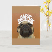 パグのバースデー・カード カード (黄色い花)