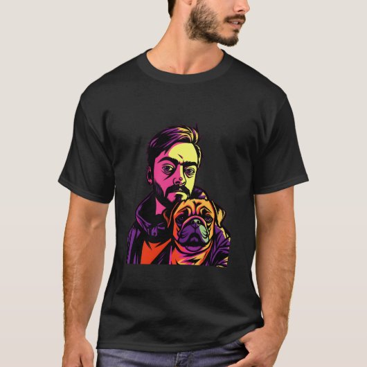 パグのパパ パグ飼い主 パグのポップ Tシャツ (正面)
