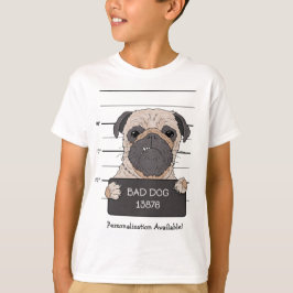 パグのマグショットが面白い Tシャツ