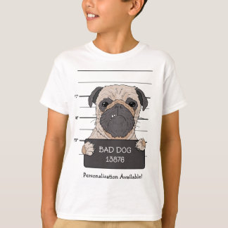 パグのマグショットが面白い Tシャツ