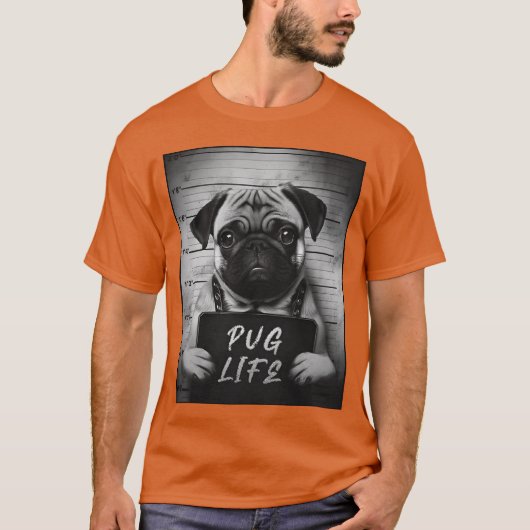 パグのマグショット パグ ライフ Tシャツ (正面)