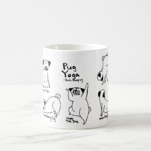 パグのヨガ コーヒーマグカップ