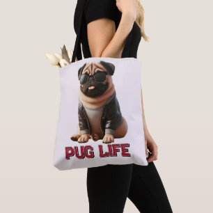 パグの人生 かわいいパグの犬 トートバッグ