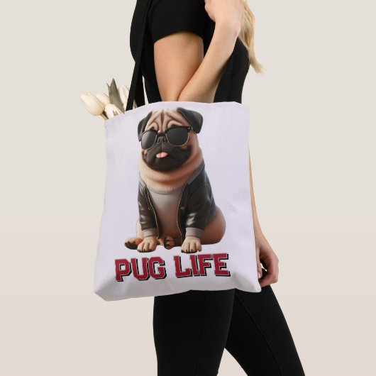 パグの人生 かわいいパグの犬 トートバッグ (クローズアップ)