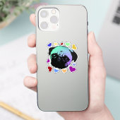 パグの仔犬のポップアート風レトロスタイル シール (スマートフォン)