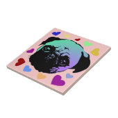 パグの仔犬 ポップアート風レトロスタイル タイル (側面)