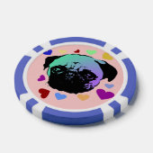 パグの仔犬 ポップアート風レトロスタイル ポーカーチップ (シングル)