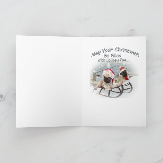 パグの休日のおもしろいカード シーズンカード (内部)