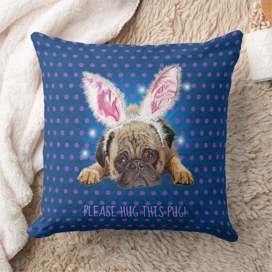 パグの倍をクッション味方しました水玉模様の投球の抱き締めて下さい クッション (ブランケット)