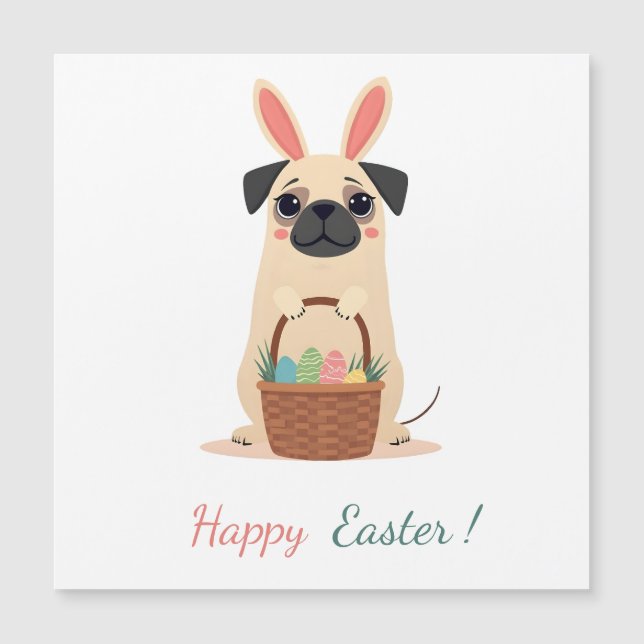パグの写真を持つイースターカード (正面)