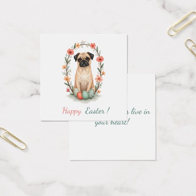パグの写真を持つイースターカード (オフィス)