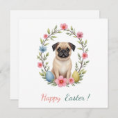 パグの写真を持つイースターカード シーズンカード (正面/裏面)