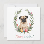 パグの写真を持つイースターカード シーズンカード (正面)