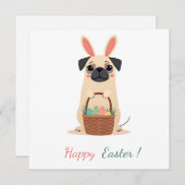 パグの写真を持つイースターカード シーズンカード (正面/裏面)