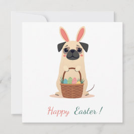 パグの写真を持つイースターカード シーズンカード