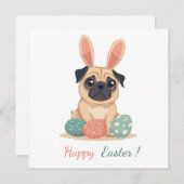 パグの写真を持つイースターカード シーズンカード (正面/裏面)