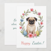 パグの写真を持つイースターカード シーズンカード (正面/裏面)