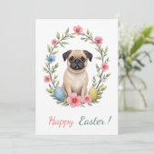 パグの写真を持つイースターカード シーズンカード (スタンド正面)