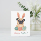 パグの写真を持つイースターカード シーズンポストカード (スタンド正面)