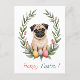 パグの写真を持つイースターカード シーズンポストカード