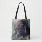 パグの十字のビーグル犬の子犬(Puggle) トートバッグ (正面)