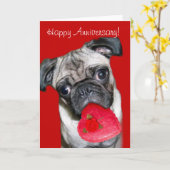 パグの周年記念グリーティングカード カード (黄色い花)