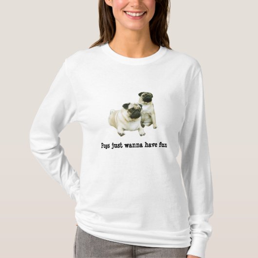 パグの女性ワイシャツ Tシャツ (正面)
