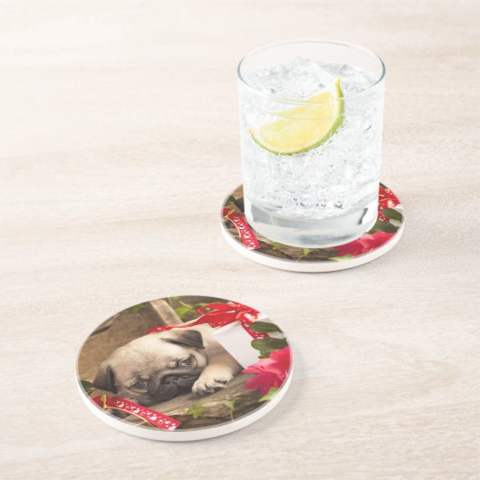 パグの子犬およびギフト用の箱 コースター (側面)