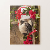 パグの子犬およびギフト用の箱 ジグソーパズル (縦)