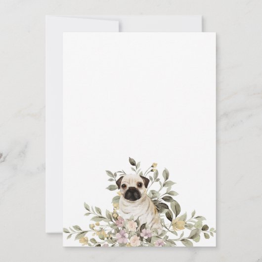 パグの子犬のベイビーシャワー 招待状 (裏面)