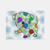 パグの子犬のベビーブランケット-フリース- 30" x40 " フリースブランケット (正面(横))