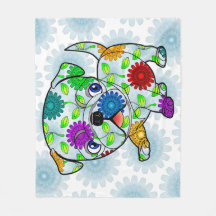 パグの子犬のベビーブランケット-フリース- 50" x60 "